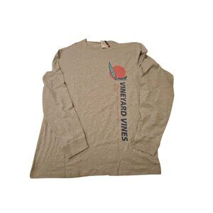 Vineyard Vines Mens Med Heather Gray Long Sleeve T Shirt Sail Graphic 100 Cotton